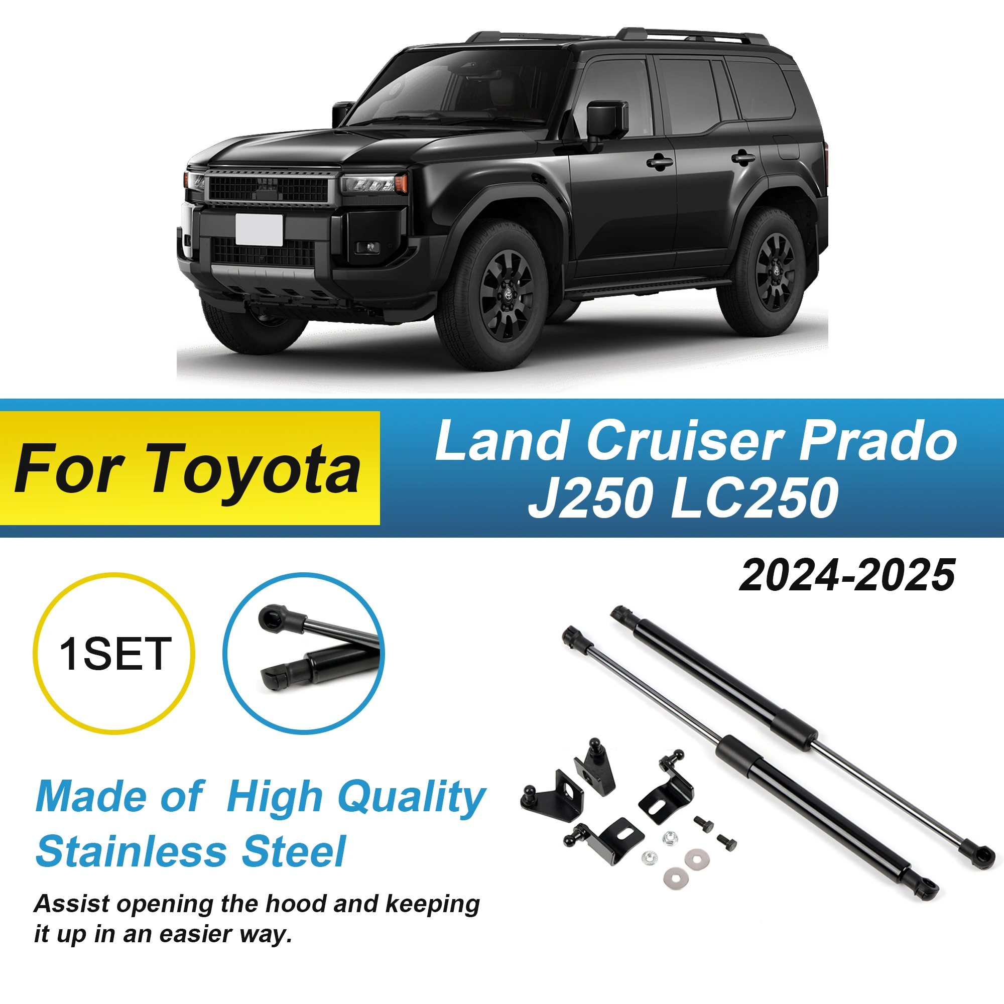 

Для Toyota Land Cruiser Prado J250 LC250 2024 2025 Подъемник переднего капота Опоры Газовые пружины Стойки Амортизаторы Автомобильные аксессуары