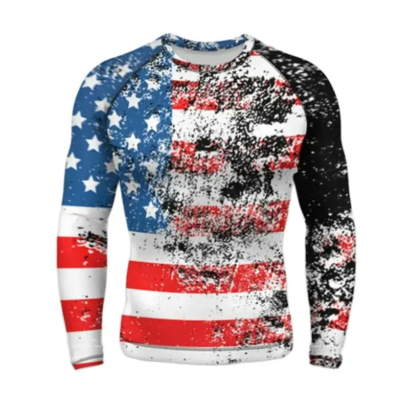 US Flag 3D Printed Retro Long Sleeved Harajuku Round Neck Men And Women Fashion Daily Casual Street Hip-hop Popular T-shirt Tops