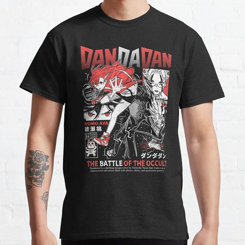 

Retro Dandadan Momo Okarun Y2K Anime Ken Takakura graphic t shirts gift 100% cotton manga printed Men's clothing large size tops