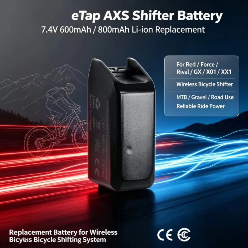 7.4V 600mAh/800mAh Replacement Li-ion Battery for SRAM eTap AXS Red/Force/Rival/GX/X01/XX1 MTBIGROCK Wireless Bicycle Shifter