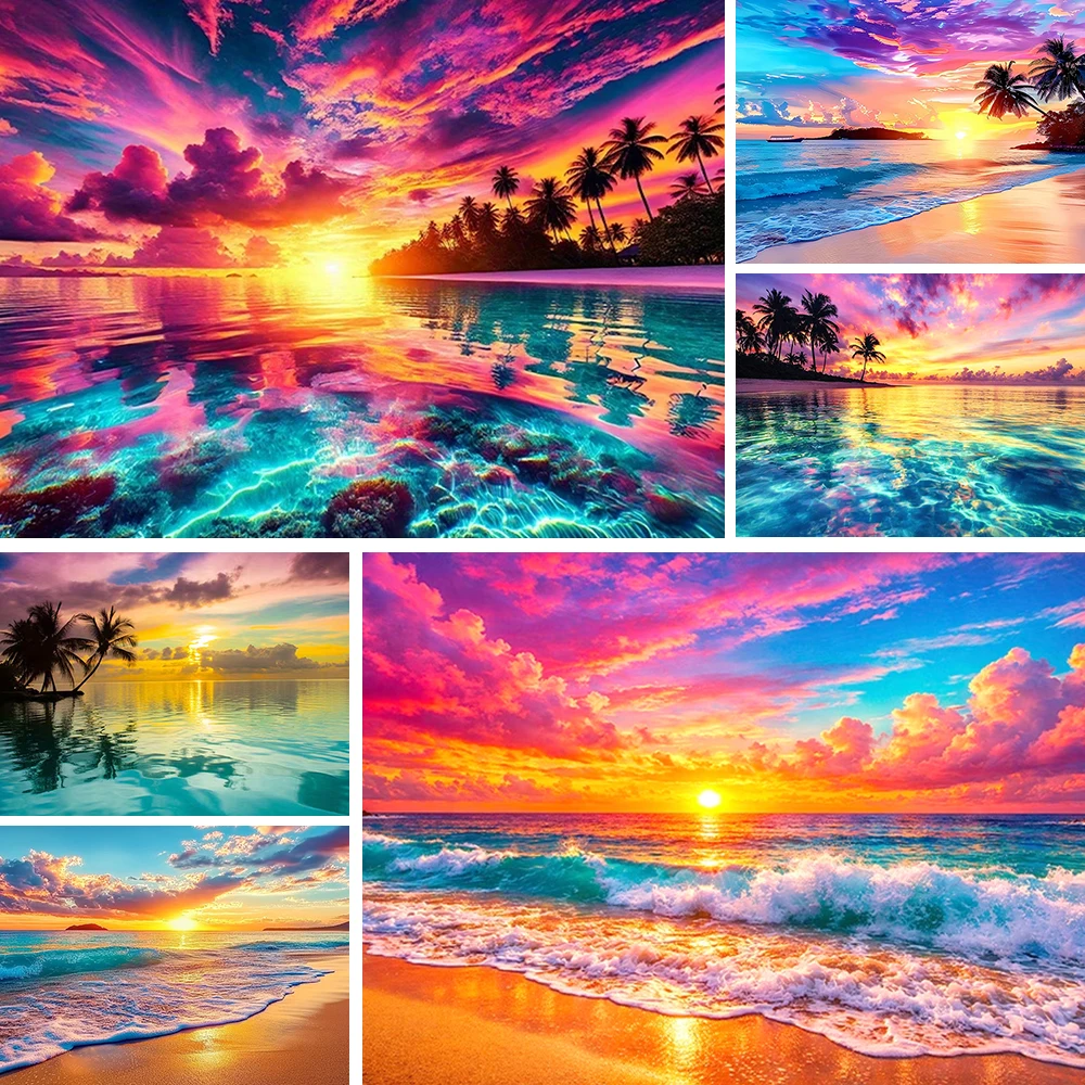 

Summer Sunset Palm Trees Theme Background Tropical Ocean Beach Nature Scenery Holiday Party Banner Photography Backdrop Decor