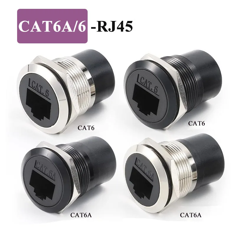 CAT6A RJ45 Network Direct Module C-type Data Signal Interface CAT6 Six Category Metal Round rj45 Two Ends Direct Panel Socket