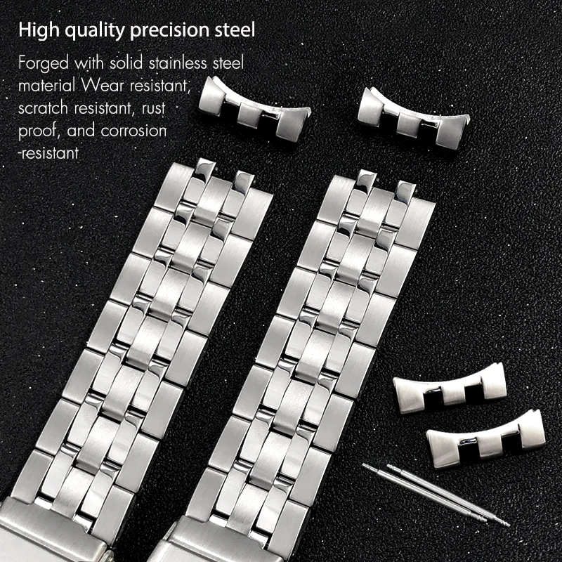 21mm 22mm High Quality Stainless Steel Watchband Fit for Tissot T120 Seastar T120417 407 Silver Black Solid Metal Watch Strap