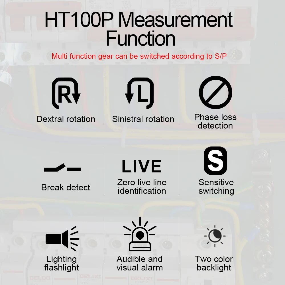 HABOTEST Berührungsloser Spannungsprüfer mit Ton- und Lichtalarm, Dual-Sensitivität, AC12-1000V, Leiter- und Neutralleiter-Detektor, automatische Abschaltung HT90 – Detail 3