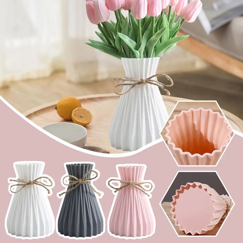 Water Ripple Vase Pineapple Pattern Rope Plastic Vase Decoration Vase Small Fresh Home Flower Simulation Simple F3F6