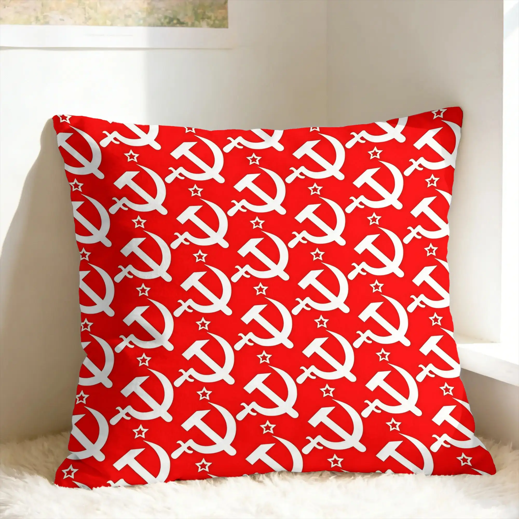 CCCP Soviet Hammer And Sickle Star Pillow Cover  Novelty Pillow Case For Sofa Bedroom Home Decor Design Pillowcases Gift