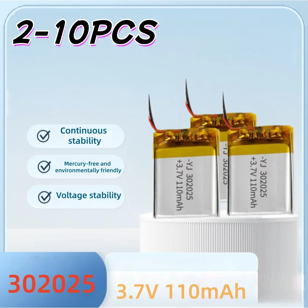3.7V302025 Li-polymer Battery 110mAh Rechargeable Lithium Polymer Battery for Smart Bracelet Voice Recorder GPS Tablet PC Webcam