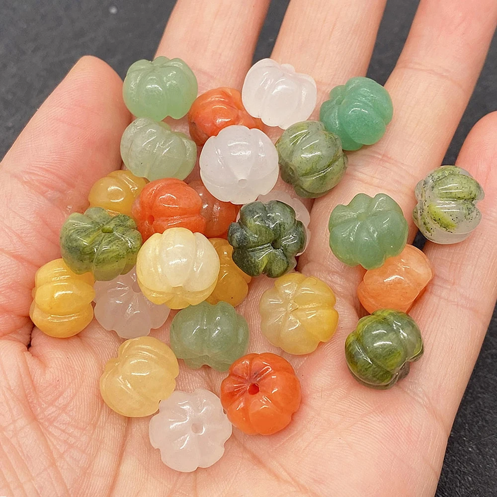 

Natural Stone Beads Pumpkin Shaped Aquatic Agate Green Jewelry Making DIY Necklace Bracelet Earrings Accessories