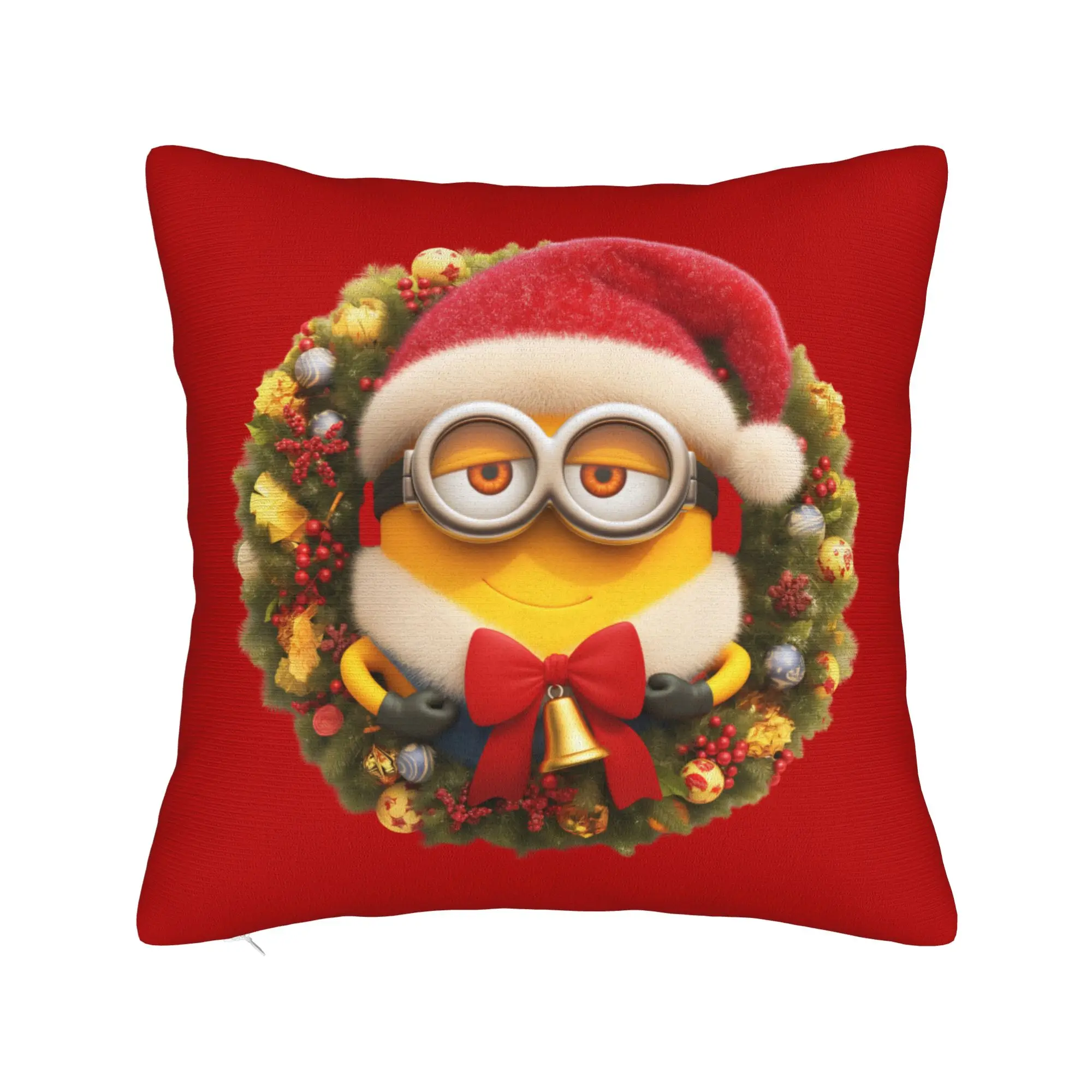 Cartoon M-Minions Christmas Pillowcase Soft Fabric Cushion Cover Gift  Pillow Case Cover Home Zipper 45*45cm