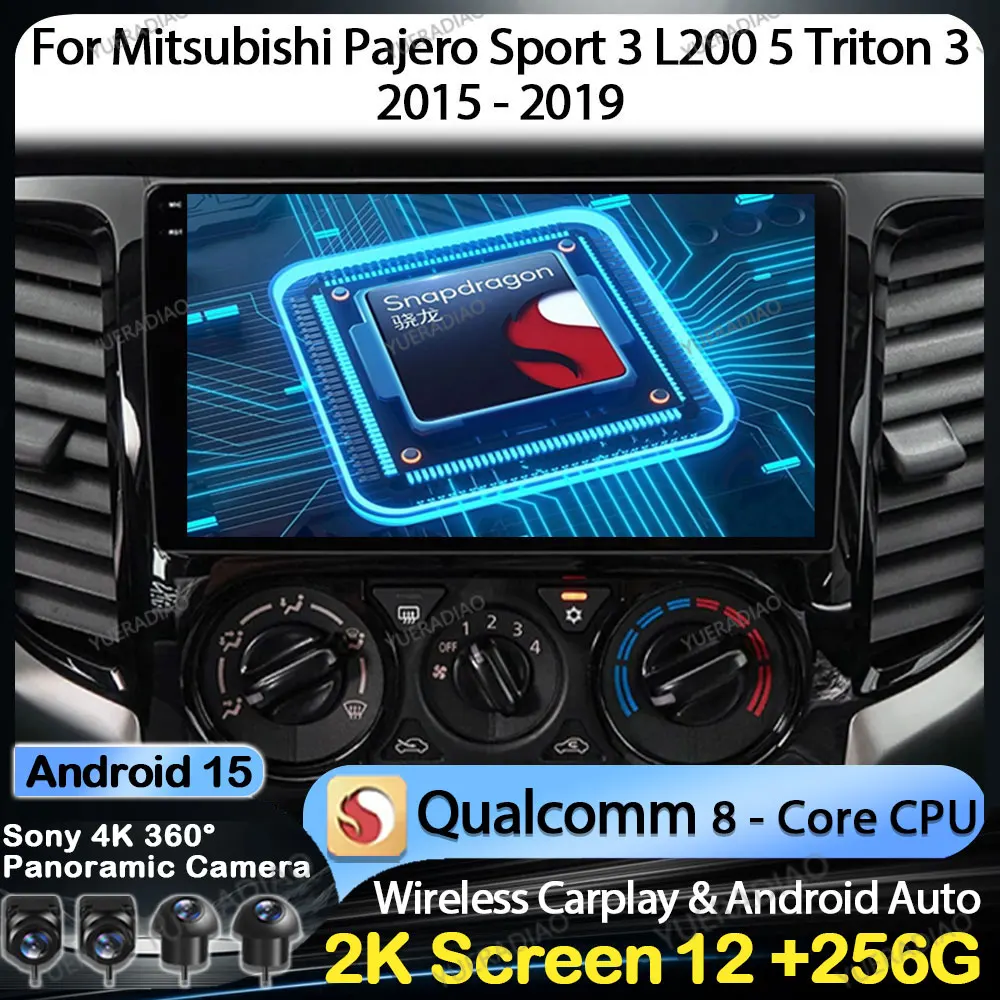 Android 15 Car Radio For Mitsubishi Pajero Sport 3 L200 2015 - 2019 Head Unit GPS NAVI Multimedia Video Player 2DIN 4G WIFI BT