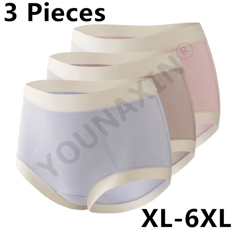 

3 Pieces Women Big Size Briefs Lingerie Undies Underwear Modal Large High Waist Breathable Panties XL 2XL 3XL 4XL 5XL 6XL