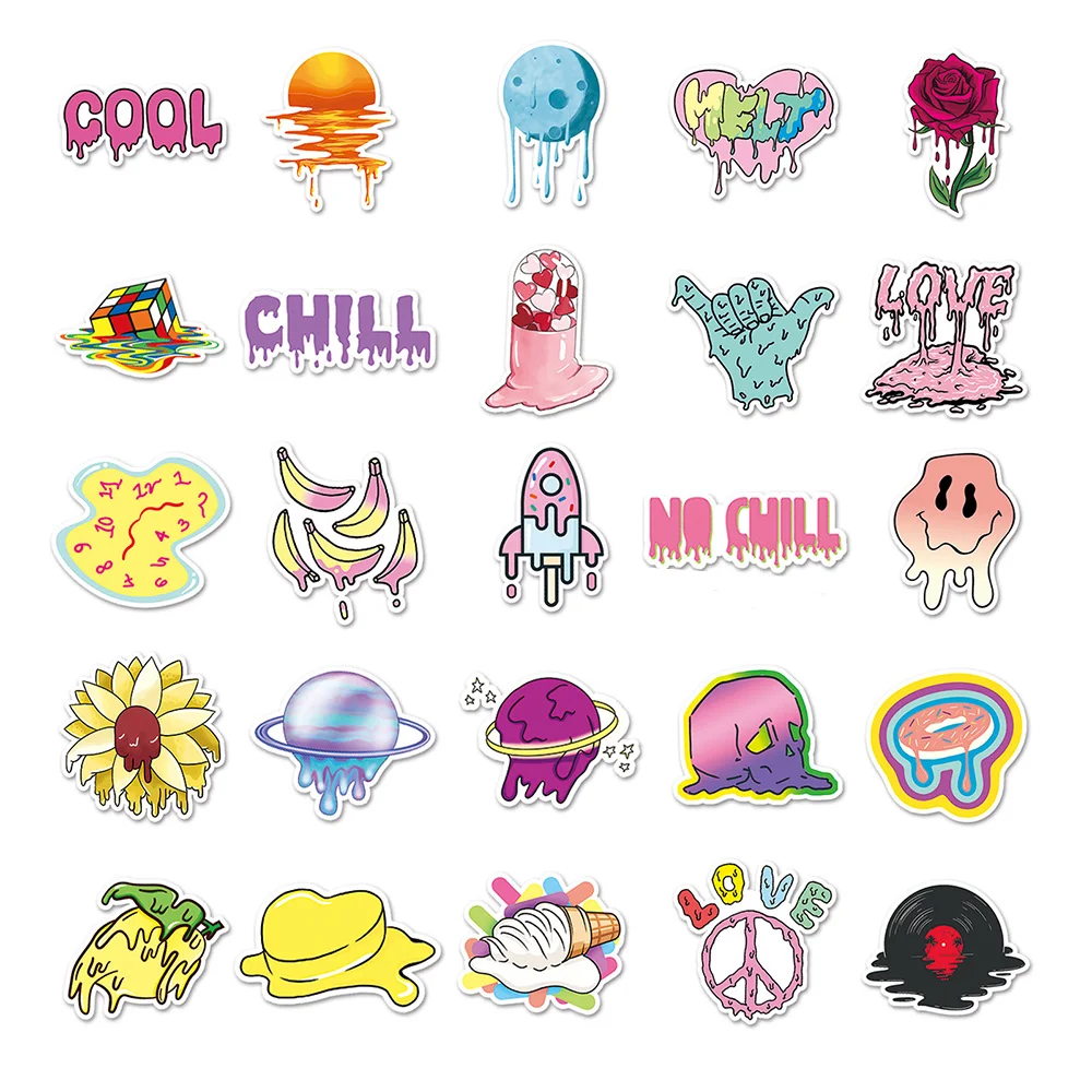 10/30/50Pcs Cool Smelten Art Graffiti Stickers Decals Diy Laptop Plakboek Bagage Skateboard Auto Phonoe Kid cartoon Sticker Speelgoed