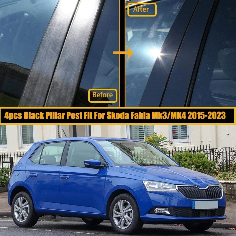 

Car Pillar Posts Door Window BC Column Trim Cover Kits Stickers For Skoda Fabia Mk3 (NJ) 2015 2016 2017 2018-2021 Mk4 2022-2023