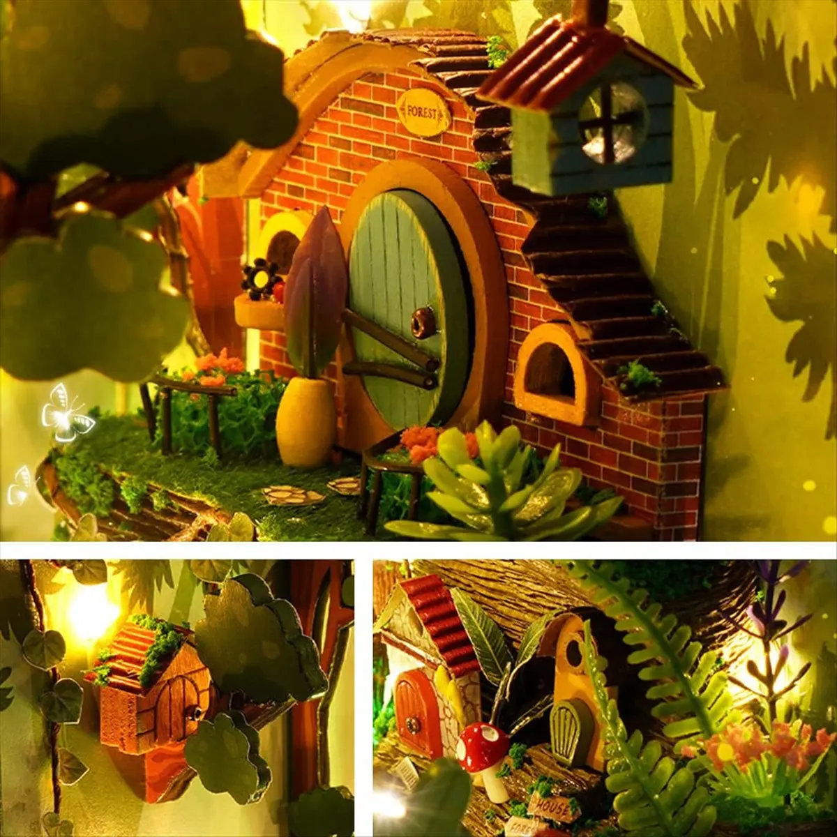 ABJV ثلاثية الأبعاد كتاب خشبي حامل لغز لتقوم بها بنفسك طقم منزل مصغر كتاب نموذج بناء عدة مع أضواء لتقوم بها بنفسك بيت الدمية أطقم للبالغين #2