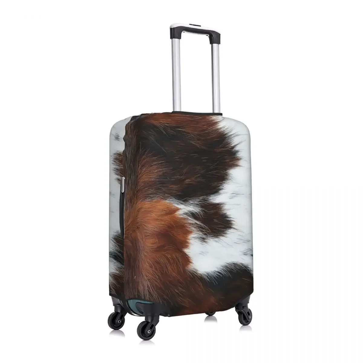 Custom Scottish Highland Cow Cowhide Texture Travel Luggage Cover  Animal Hide Leather Suitcase Cover Protector Fit 18-32 Inch