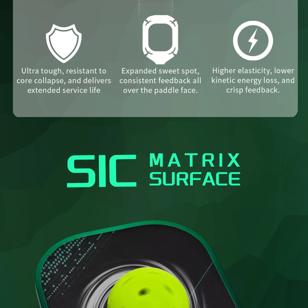 RPM Jade Pickleball-Schläger 16mm Siliziumkarbid-Oberfläche MPP-Schaumkern Langlebige Rauhe Oberfläche – Detail 4