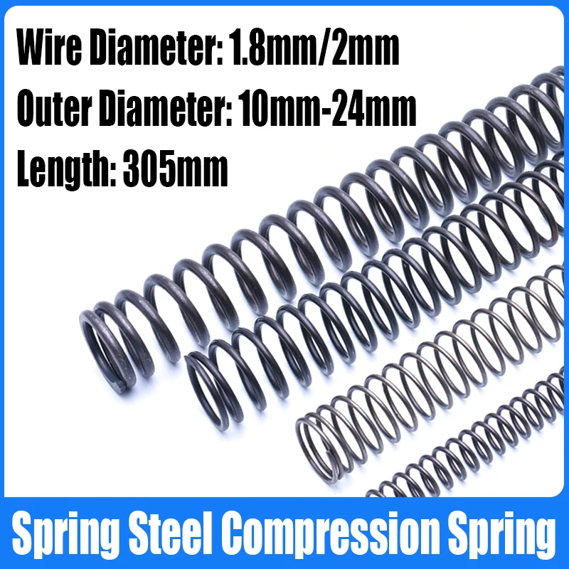 1PCS 1.8/2mm Wire Diameter Y-type Compression Spring Spring Steel Pressure Release Return Spring 10-24mm Outside Diameter L=305