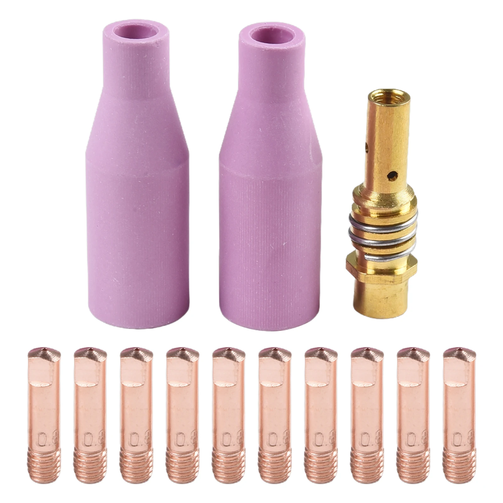 13pcs/set Welder Nozzle Part Kit 15AK Conductive Tip Nozzles Contact Tips For MIG Welding Torch Welding 0.6/0.8/0.9/1.0/1.2mm