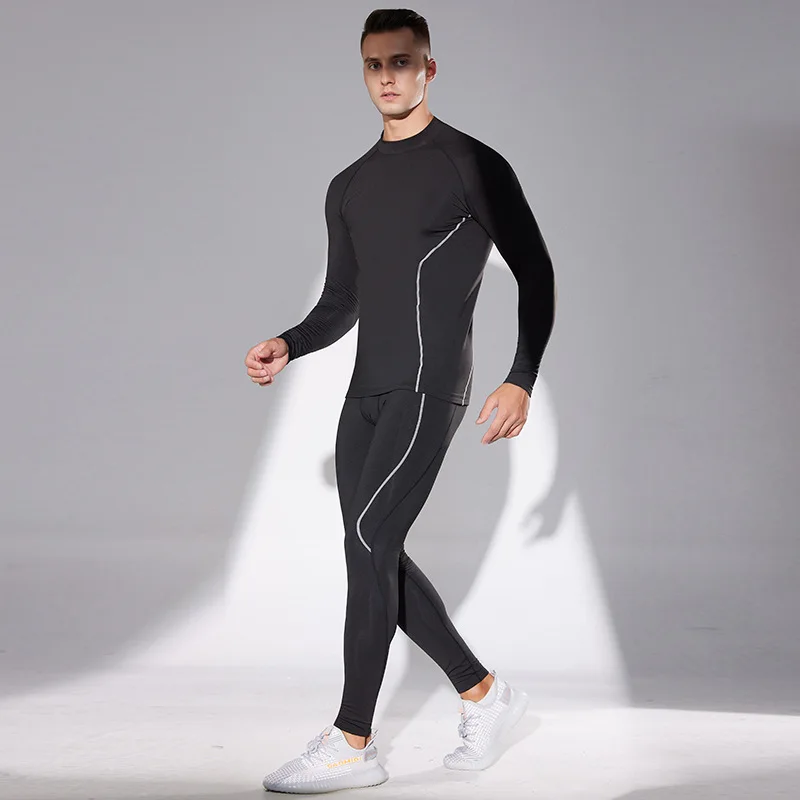 Men Winter Warm Running Fitness Jogging Ski Fleece Tights Suit Thermal Underwear Outdoor Long Full Sleeved Trousers Pants Tops