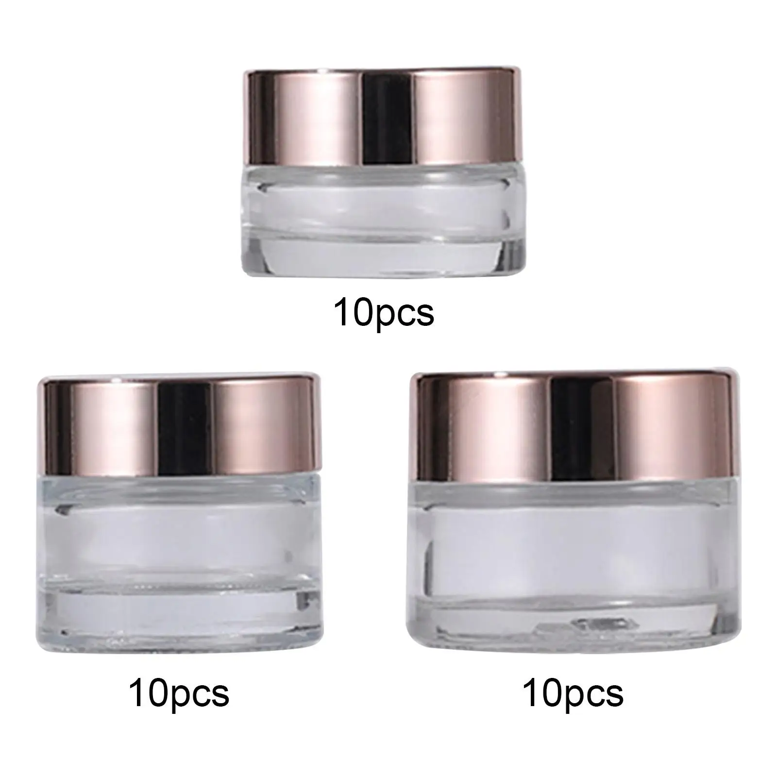 10 sztuk Przezroczystych Słoiczków Kosmetycznych Wielokrotnego Użytku z Zakrętkami Szklane Okrągłe Pojemniki na Olejki Eteryczne, Puder do Makijażu, Małe Butelki