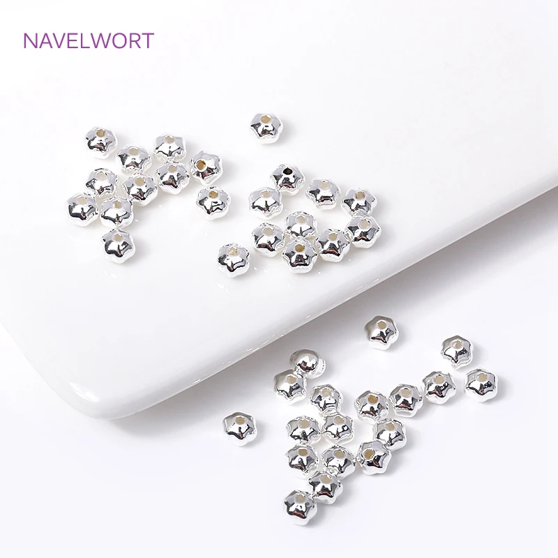 4X3MM Silver Plated  Flower Shape Beads Brass Metal Spacer Beads For Jewelry Making Supplies DIY Bracelet Necklace Accessories