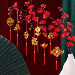 6pcs-1set Chinese New Year Decoration 2024 For Home Gold Tassel Party Hangings Pandent Chinese Style Lucky Bonsai Decoration