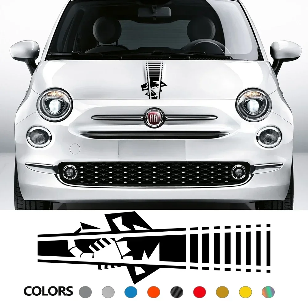 Car Hood Bonnet Stickers Stripes Vinyl Film Decals Creative Auto Styling DIY Decoration Accessories For Fiat 500 Abarth 595 500X