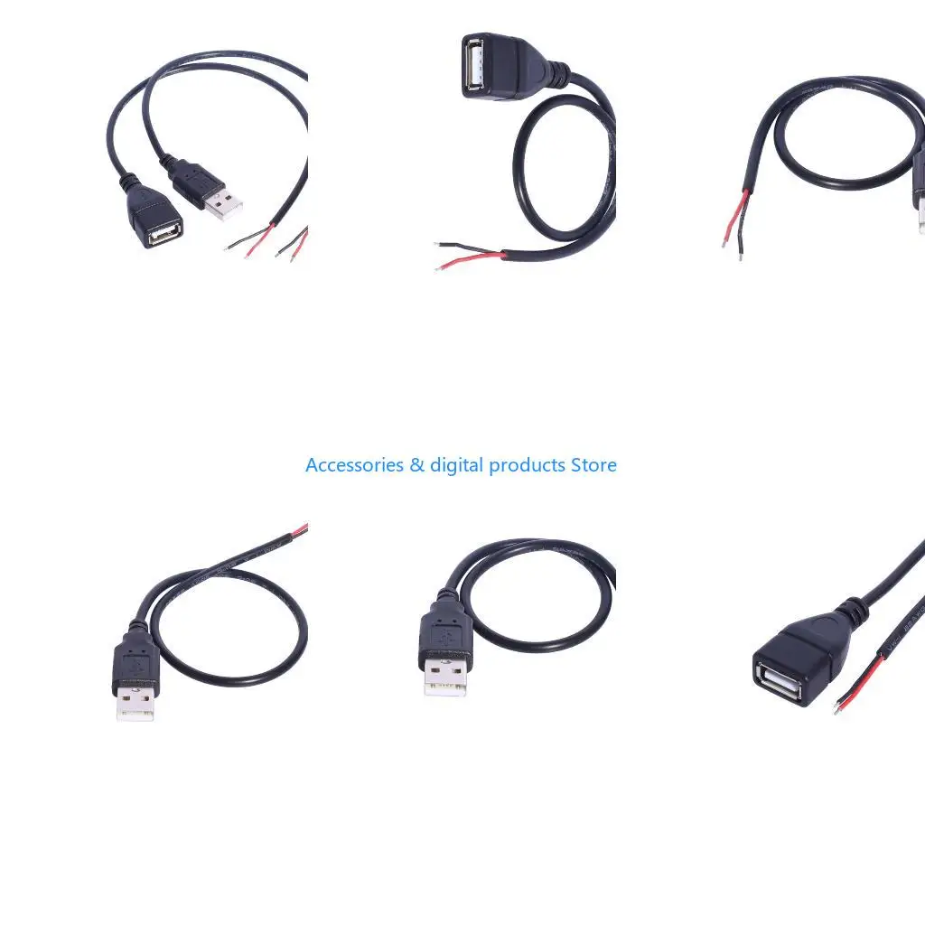 77JD USB Pigtail 2Pin Cable USB Male to 2Pin Wire Pigtail Cable USB Power Cable