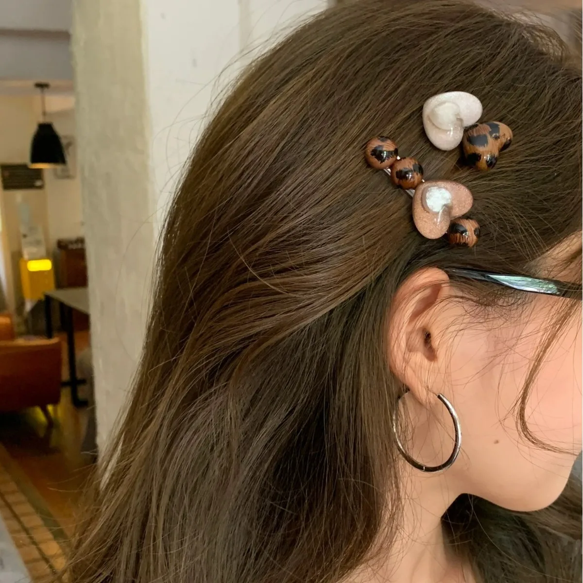 

Корейская заколка для волос с леопардовым узором для Sweet Cool Y2K Girls Love Heart Bangs Clip для женщин и девочек Сломанная заколка для волос в виде утконоса