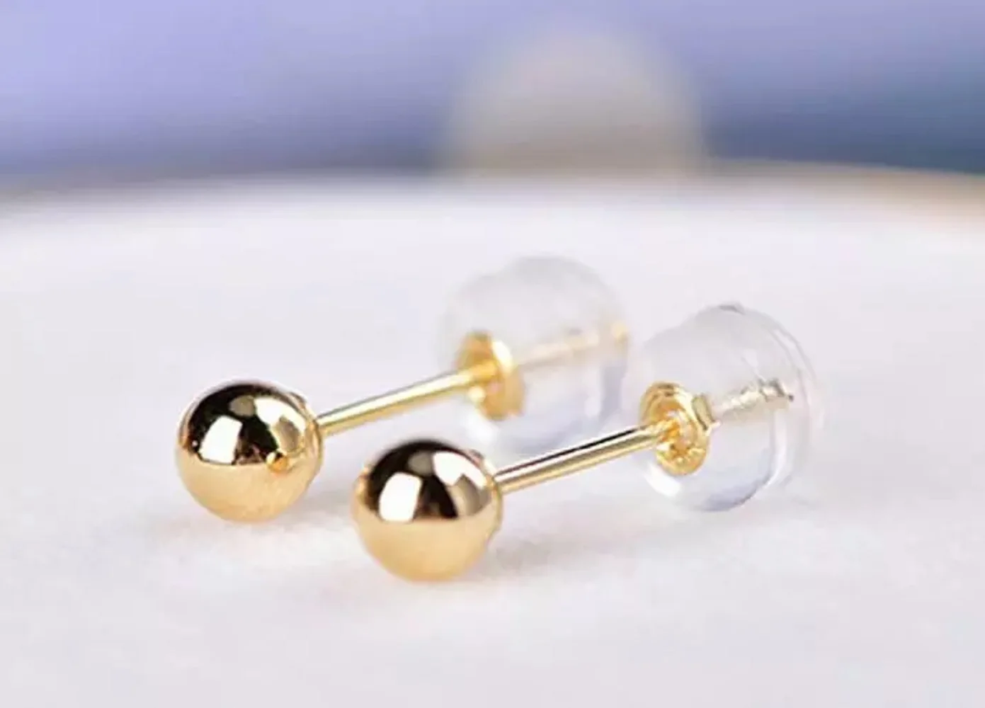 

Exquisite and cute ear studs 18K/AU750 pure gold round studs 3mm 4mm 5mm