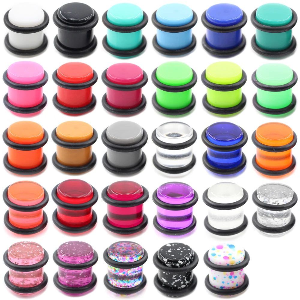 Alisouy 2PCS Transparent Zylinder Acryl Taper Ohr Tunnel Plugs Flesh Expander Keil Messgeräte Ohrringe Piercing Körper Schmuck