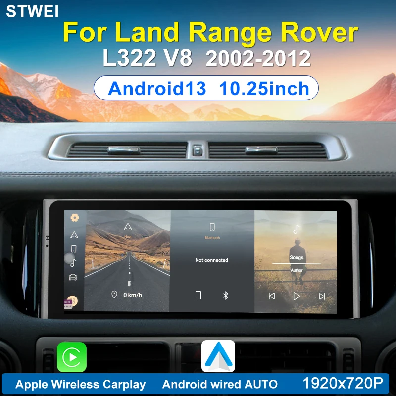 Android 13 For Land Range Rover V8 L322 2002-2012 Car Radio Multimedia Video Player Stereo GPS Navigation 10.25 inches 4G WIFI