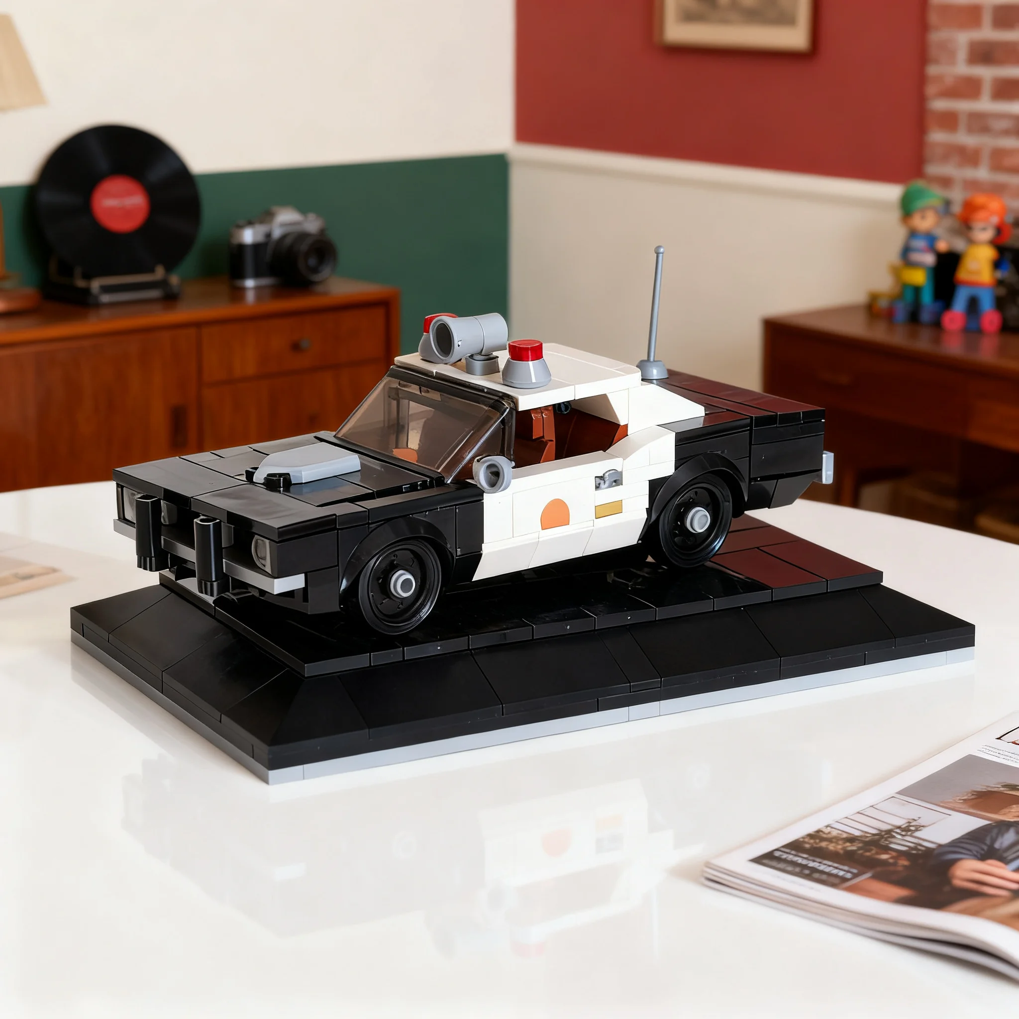 368pcs MOC 1970s Police Cruiser Model Toys Building Blocks Construction Christmas Gifts Brick Creative Birthday Education DIY
