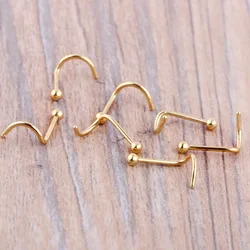 5Pcs Foreign Trade EBAY Hot Style Bent Nose Nail Fashion Contracted Golden Ball Nose Ring Stainless Steel Puncture Accessories