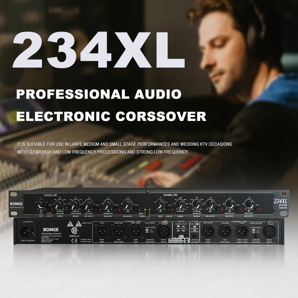 Equipamento periférico de áudio profissional 234XL estéreo 2/3 canais 234XL DBX 234 XL mono 4 canais divisor de frequência eletrônica