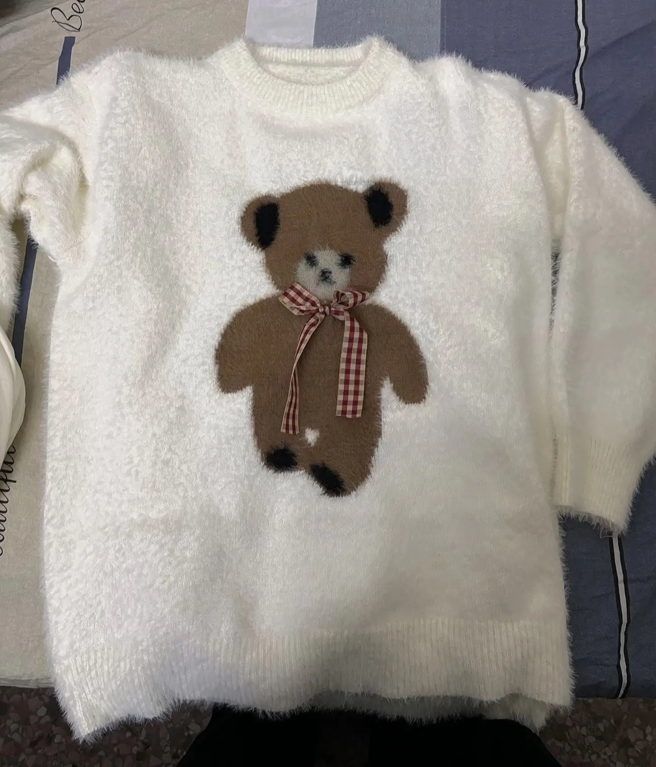 

Kimotimo милый медведь жаккардовый свитер женский осень-зима ретро круглый вырез с длинным рукавом ленивый пуловер корейская мода вязаные топы