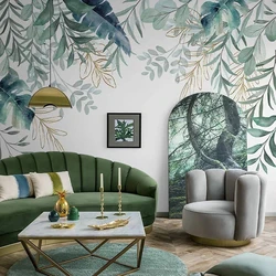 Carta da parati personalizzata con foto moderna pianta verde 3D foglie murale soggiorno TV divano camera da letto decorazioni per la casa pittura murale Papel De Parede