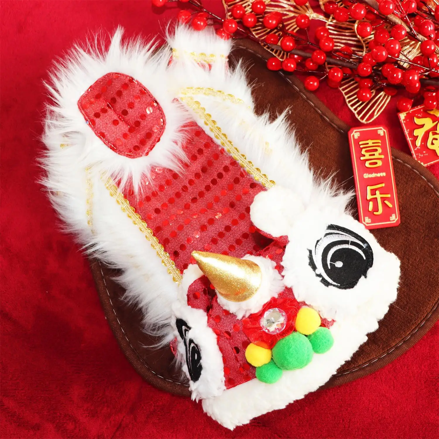

Pet Lion Dance Clothes Dog Cat Lovely Costume Puppy Suit for New Year Dogs Dess Up Supplies