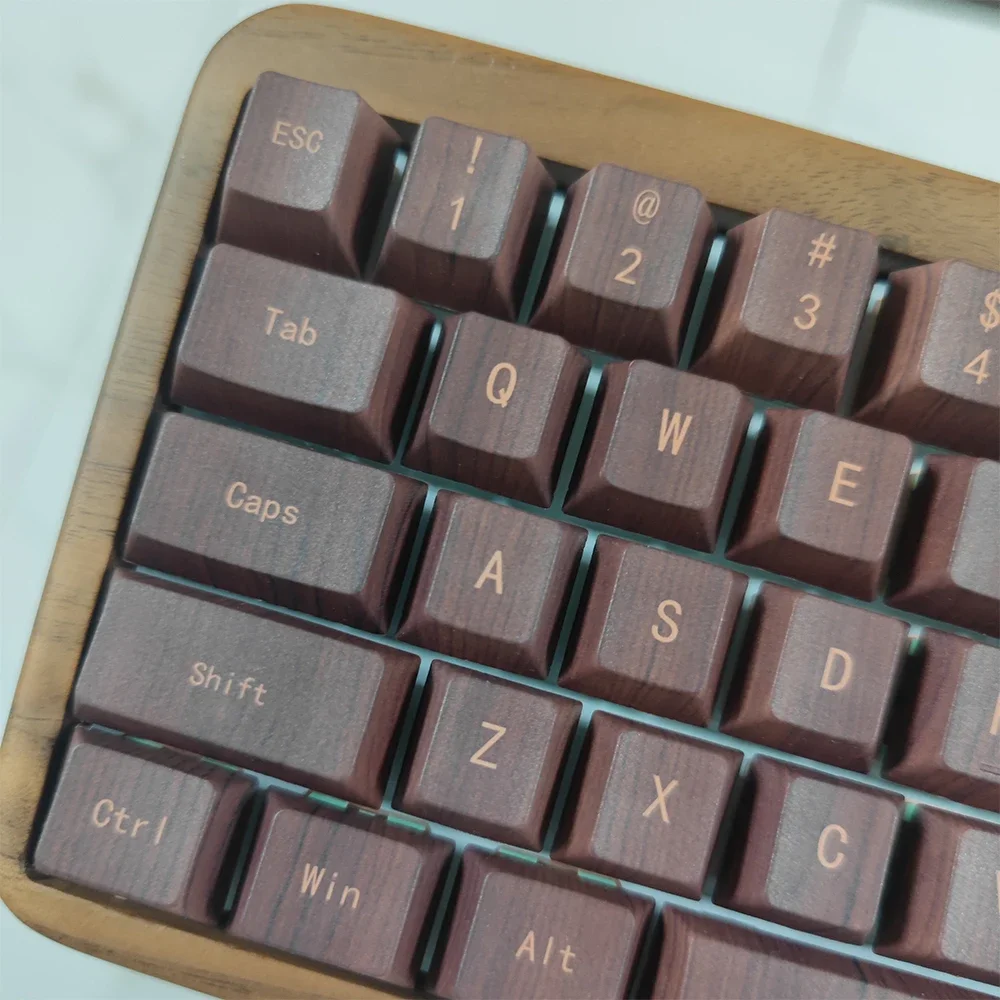 Retro wood grain keycaps are not solid wood, the original PBT is suitable for 99/98/84/75/68 wood tuo tuo mechanical keyboard