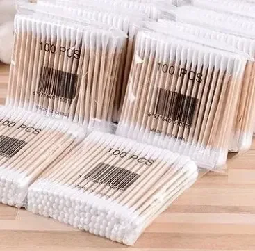 100/500pcs Women Makeup Tools Double Head Wood Cotton Swab Nose Ears Cleaning Lipstik Cotton Buds Tip Sticks Bastoncillos Oidos