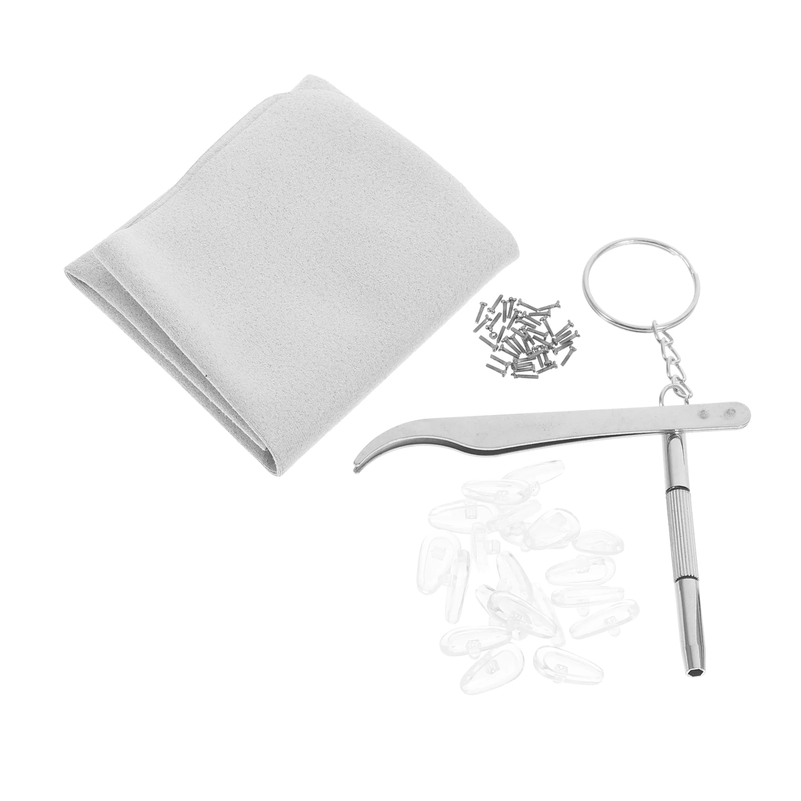 

1 set Glasses Repair Kit Eyeglasses Nose Pads Screwdriver Tweezers Cleaning Cloth Set Soft Silicone Compatible Sunglasses