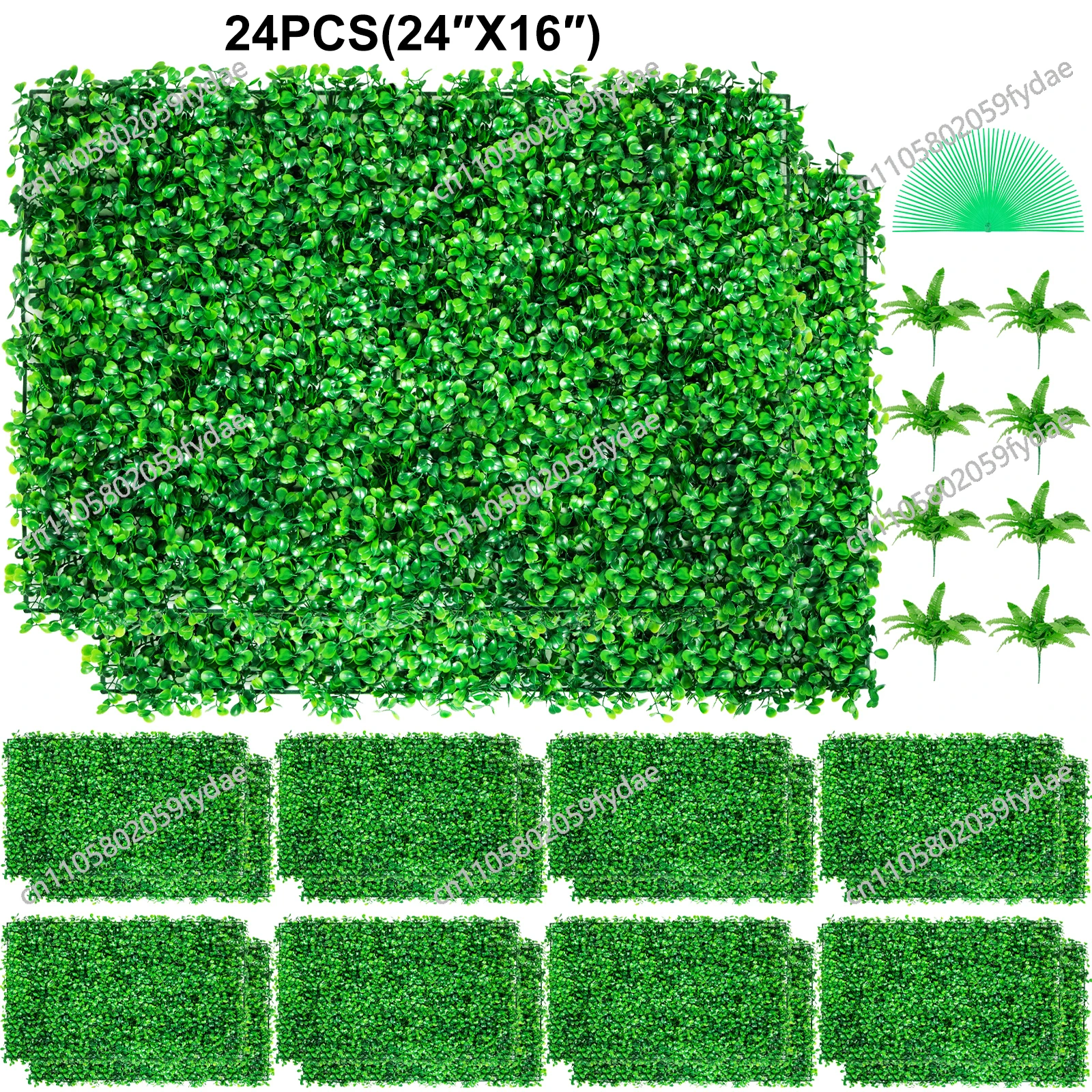 

Искусственные панели из самшита SucceBuy, УФ-стойкие, 24 шт., 20x20/24x16 дюймов, для живой изгороди, фоновые панели из искусственной травы, зеленая стена из искусственной травы