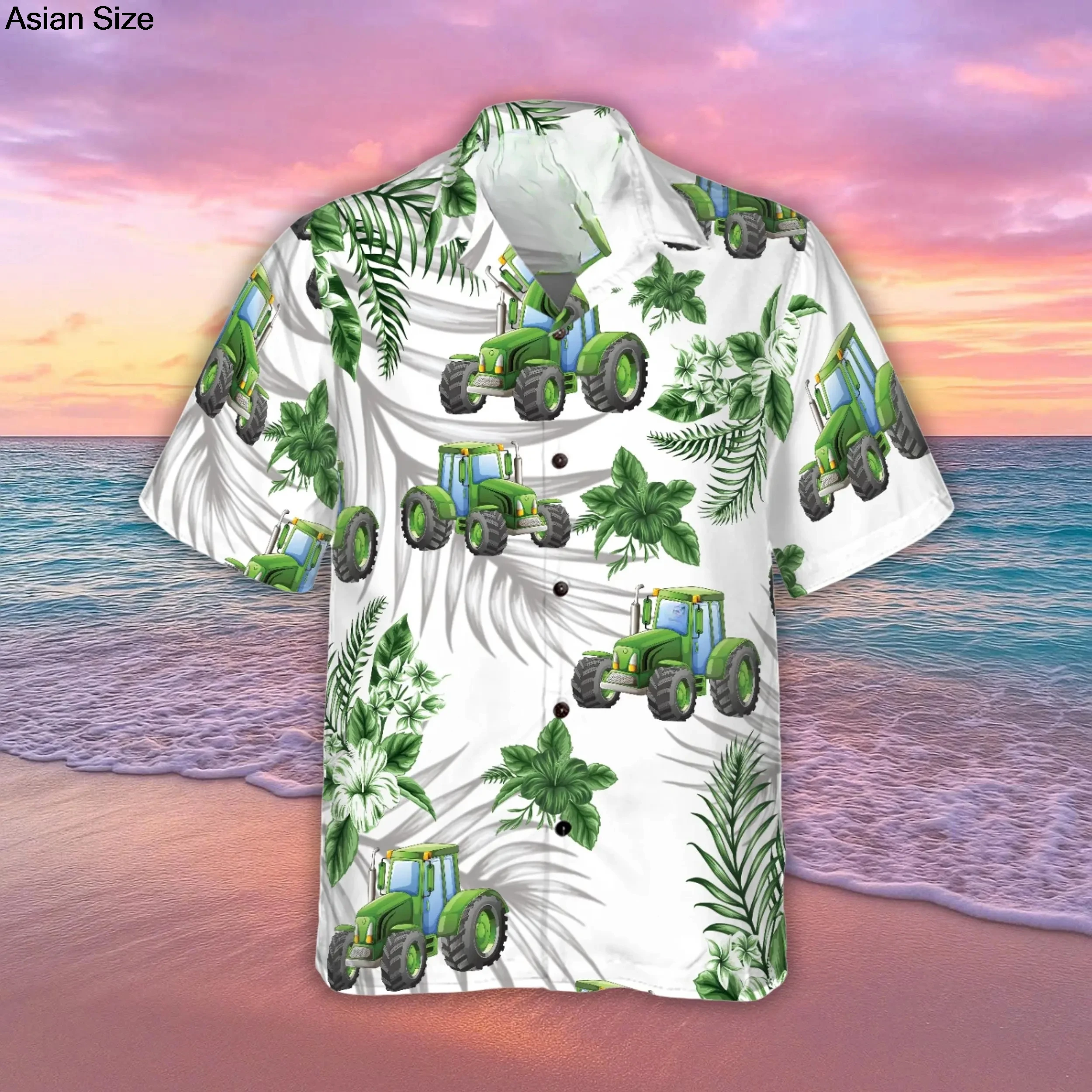 Tractor Hawaiian Shirts, Farm Lover Button Down Shirt, Beach Shirts For Men Women, Vintage Agriculture Tools Short Sleeve Shirt