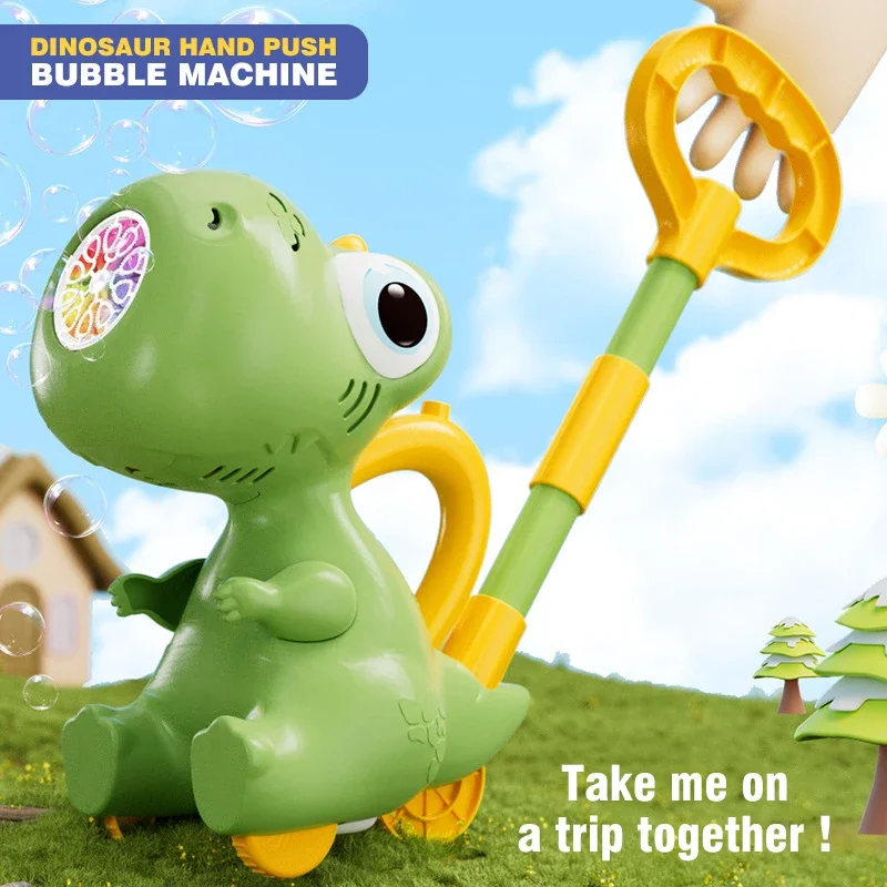 طفل الكرتون ديناصور اليد دفع آلة فقاعة 2 في 1 الكهربائية فقاعة الصابون تهب حفلة الأطفال في الهواء الطلق لعب للطفل هدية #3