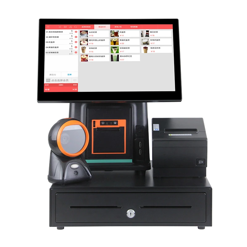 أحدث نظام سوبر ماركت Android pos الكل في واحد آلة pos البيع بالتجزئة نظام كامل للبيع