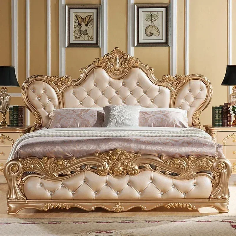 Modern Nordic Luxury Bed Master Queen Confortable European High Quality Bed Light Luxury Wooden Cama Casal Bedroom Furniture