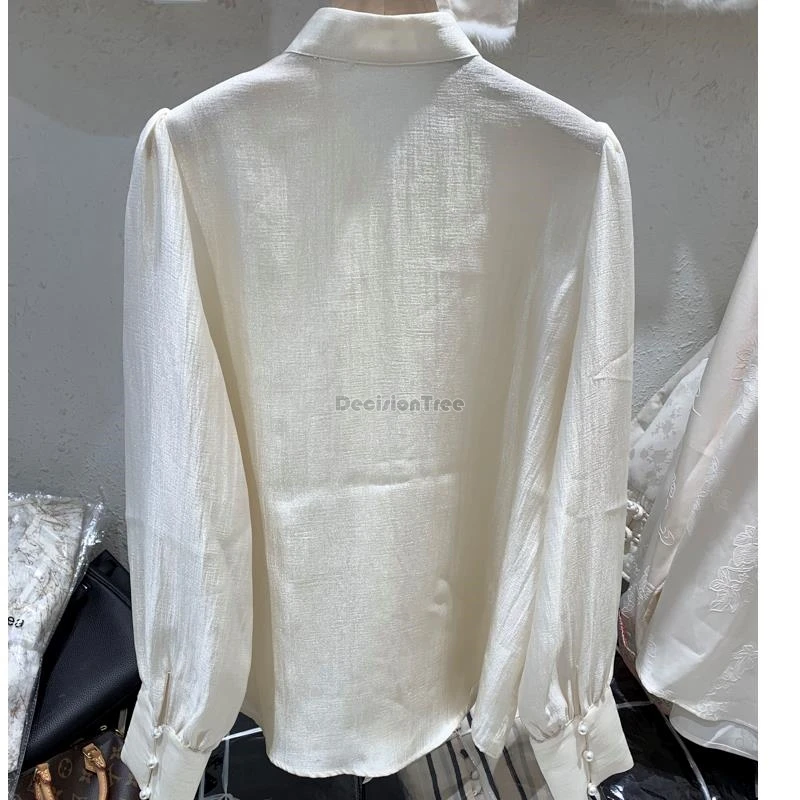 2024 new chinese style embroidery long sleeve stand collar tang suit shirt women's spring new fashion elegant blouse top w348