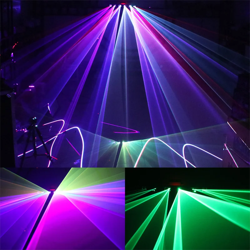 Six Head Stage DJ RGB Full Color Laser Party Disco Light with Sound Activated DMX Control Great for Party Discos Bar Club