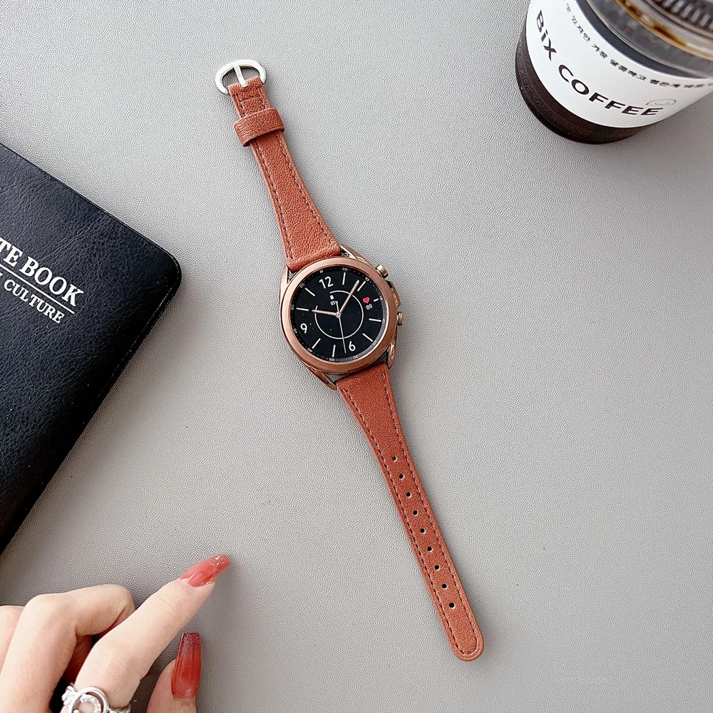 20mm Lambskin Leather Strap for Samsung Gear Sport Galaxy Watch 3 41mm 4 42/46mm 5Pro 40/44mm Band for Amazfit GTR Huawei GT2 3