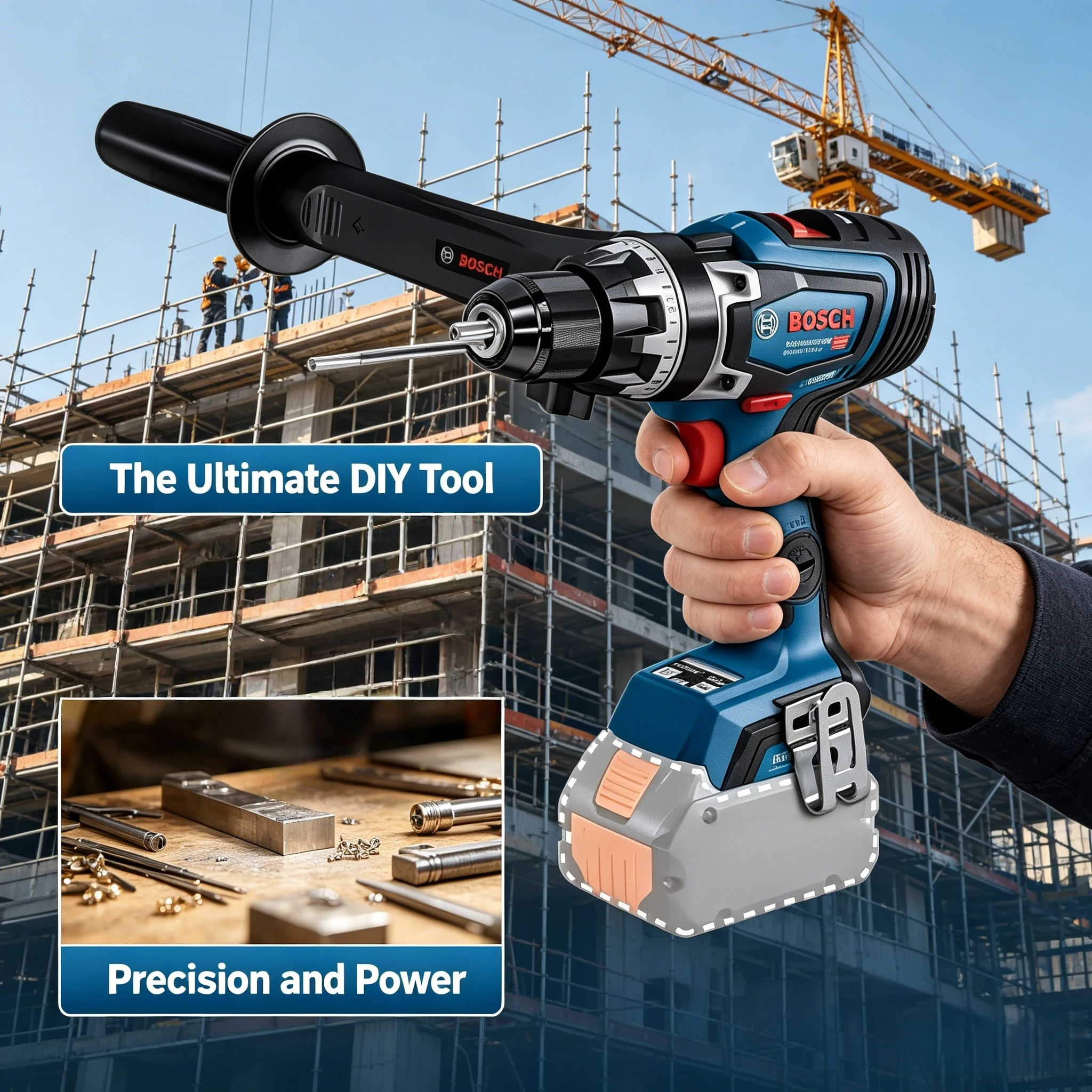

Professional BOSCH GSR 18V-150 C Wireless Heavy-duty Screwdriver Metal Belt Clip Keyless Chuck Construction Tool